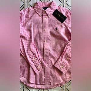 Girls RALPH LAUREN pink checkered button down. Sz 6